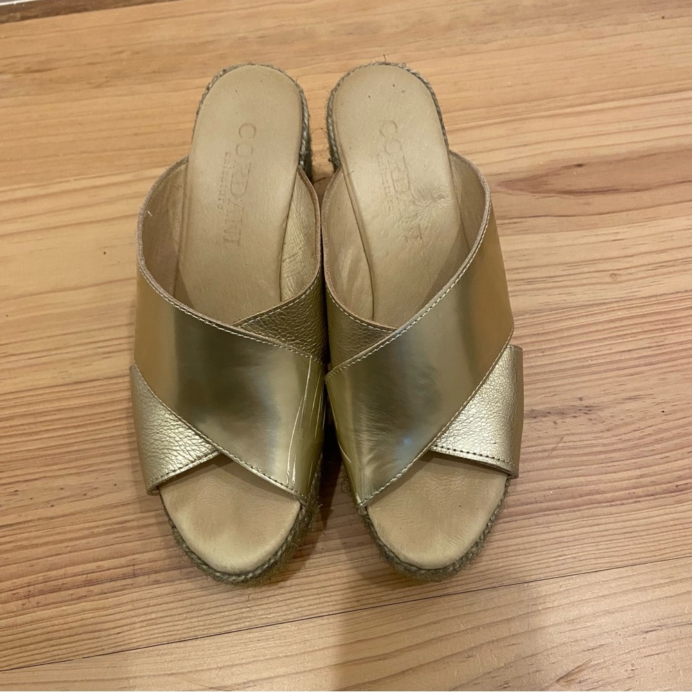 Cordani Gold Wedge Slides